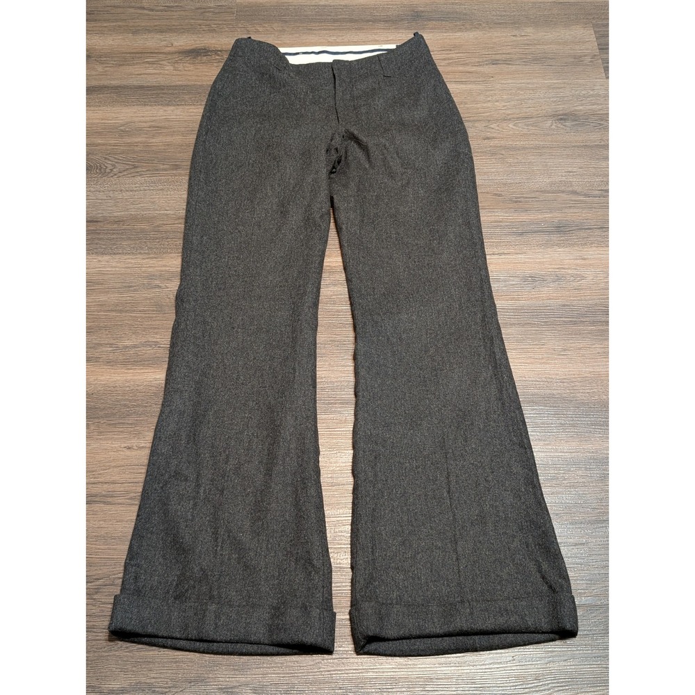 GAP Wool Blend Wide Leg Dress Pants Womens 4R Charcoal Gray Cuffed Office Siren